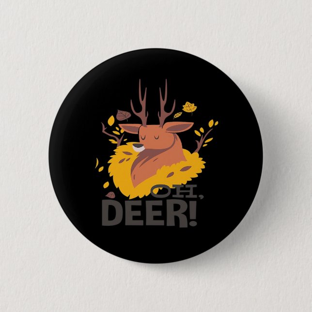 Macaron Rond 5 Cm Oh Deer Creative Design  (Devant)