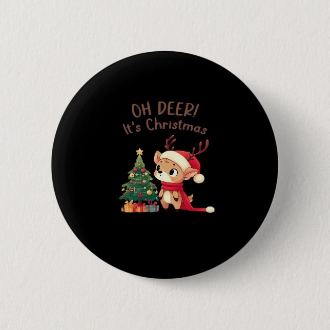 Macaron Rond 5 Cm Oh Deer Its Christmas Modern Aesthetic Style  (Devant)