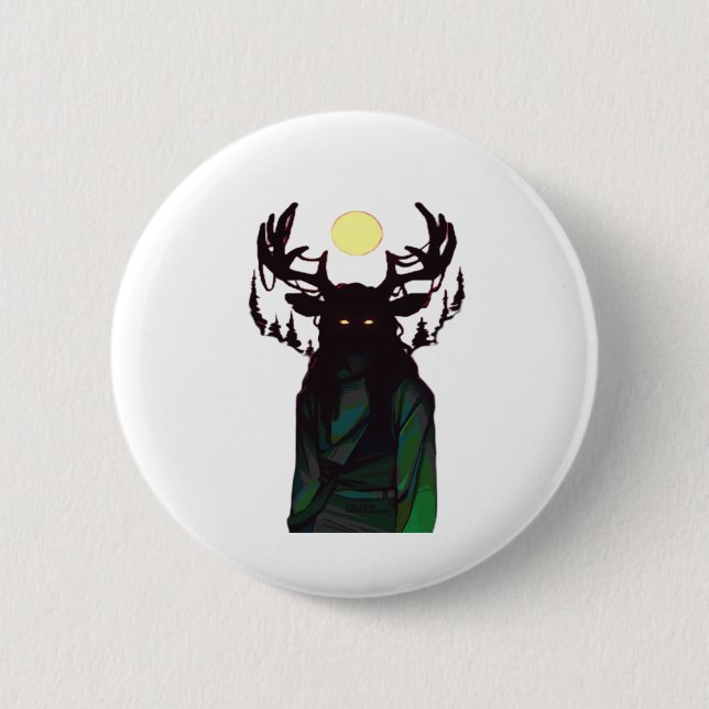 Macaron Rond 5 Cm Oh Deer Minimal Design  (Devant)
