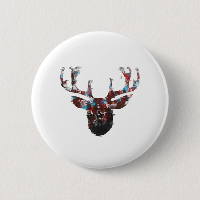Macaron Rond 5 Cm Oh Deer Minimal Style  (Devant)