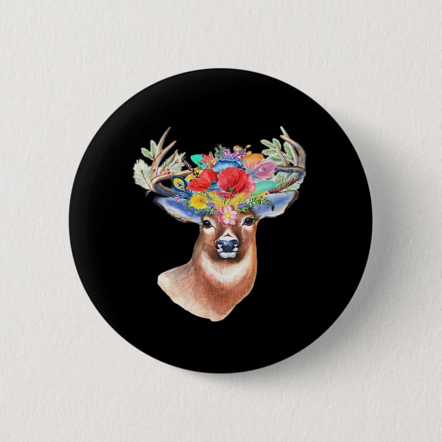 Macaron Rond 5 Cm Oh Deer Modern Artistic Style  (Devant)