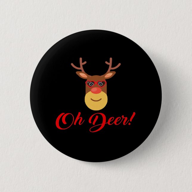 Macaron Rond 5 Cm Oh Deer Retro Classic   (Devant)
