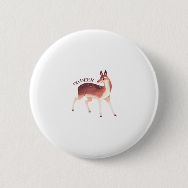 Macaron Rond 5 Cm Oh Deer Whimsical Creative Design  (Devant)
