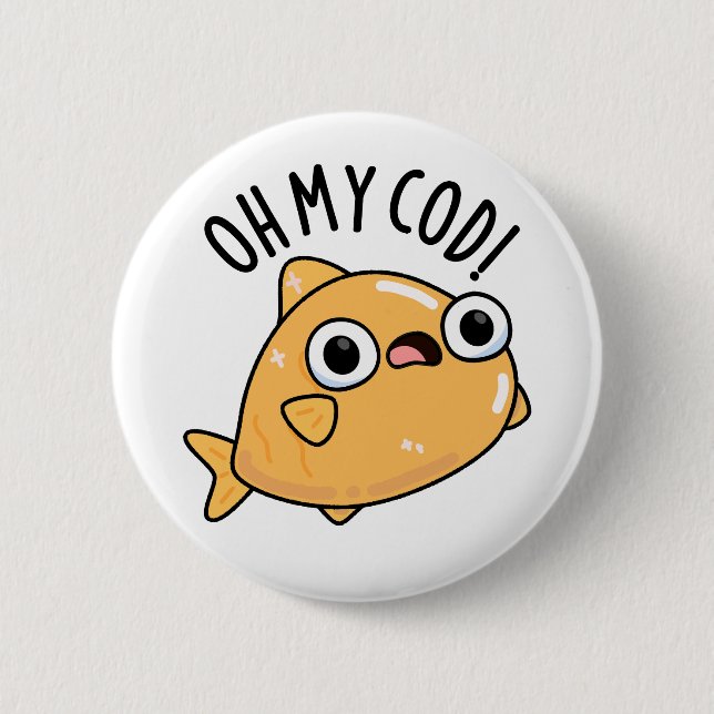 Macaron Rond 5 Cm Oh My Cod Funny Fish Pun (Devant)