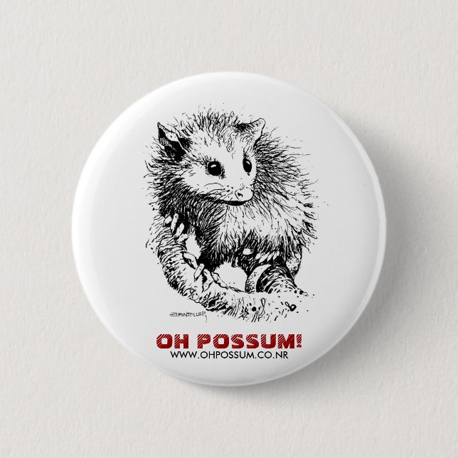 Macaron Rond 5 Cm Oh opossum ! Bouton de délivrance (Devant)