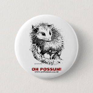 Macaron Rond 5 Cm Oh opossum ! Bouton de délivrance