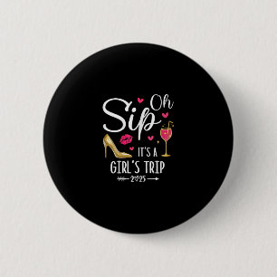 Macaron Rond 5 Cm Oh Sip C'est Un Voyage De Filles 2025 Vacances De