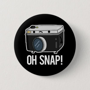 Macaron Rond 5 Cm Oh Snap Funny Camera Pun Dark BG