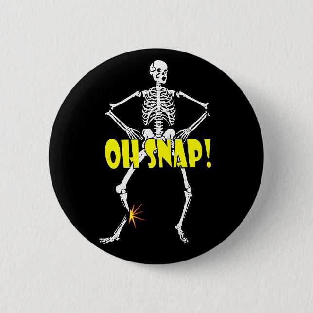 Macaron Rond 5 Cm Oh Snap, Funny Skeleton Halloween (Devant)