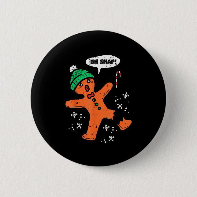 Macaron Rond 5 Cm Oh Snap Gingerbread Man Funny Christmas Xmas Men W (Devant)