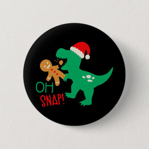 Macaron Rond 5 Cm Oh Snap Pain d'épice Dinosaure Père Noël Noël Drôl