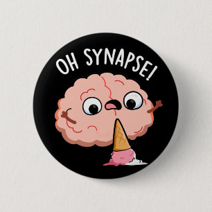 Macaron Rond 5 Cm Oh Synapse Funny Cerveau Pun Dark BG