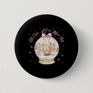 Macaron Rond 5 Cm Oh Venez Admirez-Le Scène De La Nativité Snow Glob