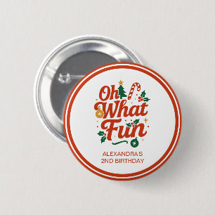 Macaron Rond 5 Cm Oh What Fun Retro Noël Anniversaire