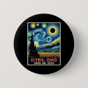Macaron Rond 5 Cm Ohio Total Solar Eclipse 2024 Starry Night Van Gog