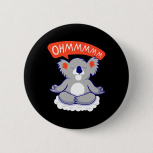 Macaron Rond 5 Cm Ohmmm Yoga Koala Thé I Méditation Relaxation 