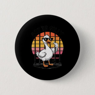 Macaron Rond 5 Cm Oie Drôle Rétro Trop Bête Oiseau de Prison