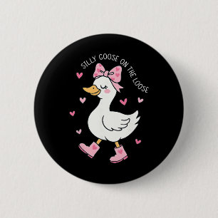 Macaron Rond 5 Cm Oie Silly de la Saint-Valentin en liberté Coquette