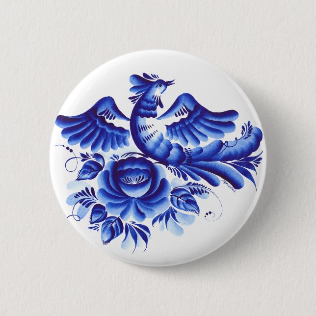 Macaron Rond 5 Cm Oiseau bleu (Devant)