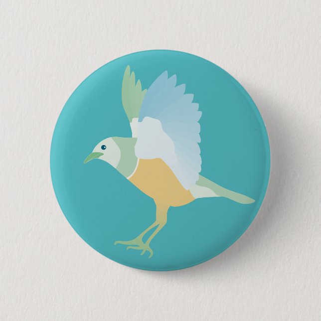 Macaron Rond 5 Cm oiseau (bleu) (Devant)