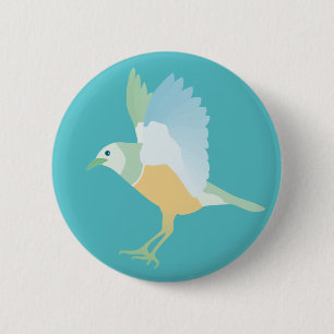 Macaron Rond 5 Cm oiseau (bleu)