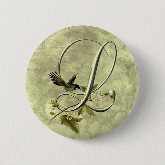 Macaron Rond 5 Cm Oiseau chanteur L initial (Devant)