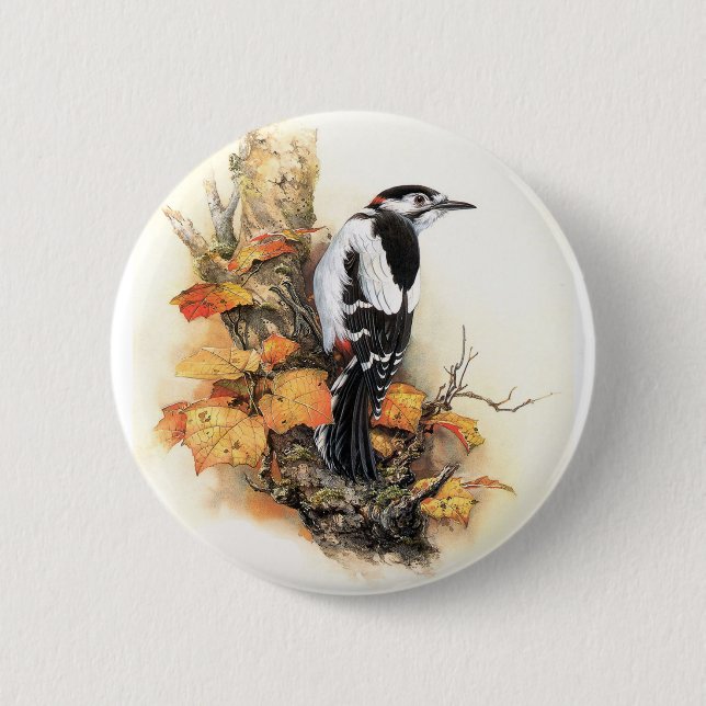Macaron Rond 5 Cm Oiseau d'automne (Devant)