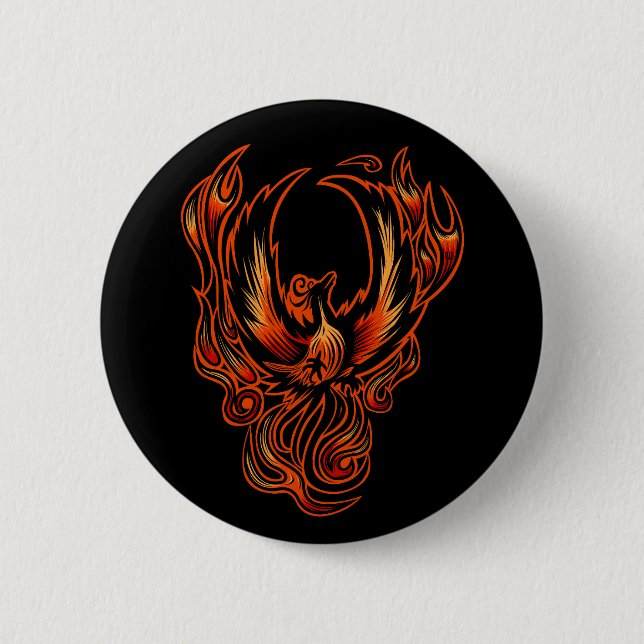 Macaron Rond 5 Cm Oiseau De Feu (Devant)