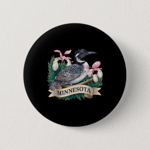 Macaron Rond 5 Cm Oiseau De Loon Commun Du Minnesota Et Chaussons De