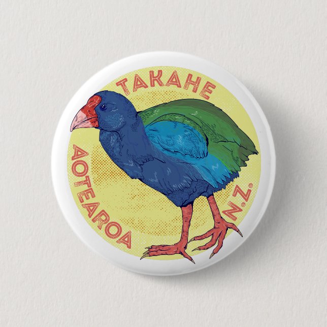 Macaron Rond 5 Cm Oiseau de Takahe NZ (Devant)