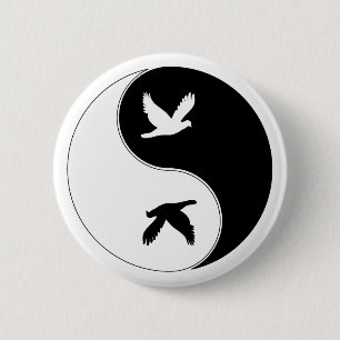 Macaron Rond 5 Cm Oiseau de Yin Yang