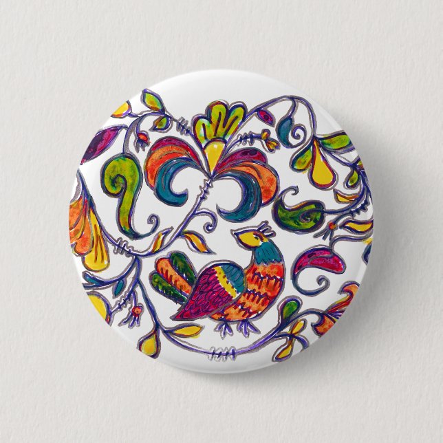 Macaron Rond 5 Cm Oiseau du Nord de Russie (Devant)