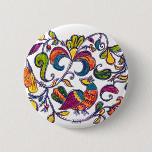 Macaron Rond 5 Cm Oiseau du Nord de Russie