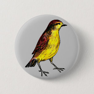 Macaron Rond 5 Cm Oiseau jaune canari