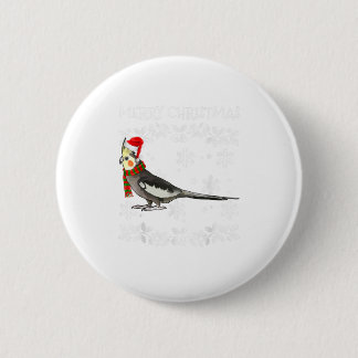 Macaron Rond 5 Cm Oiseau Joyeux Ornement de Noël Cockatiel