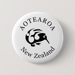 Macaron Rond 5 Cm Oiseau national de KIWI Nouvelle-Zélande/Aotearoa