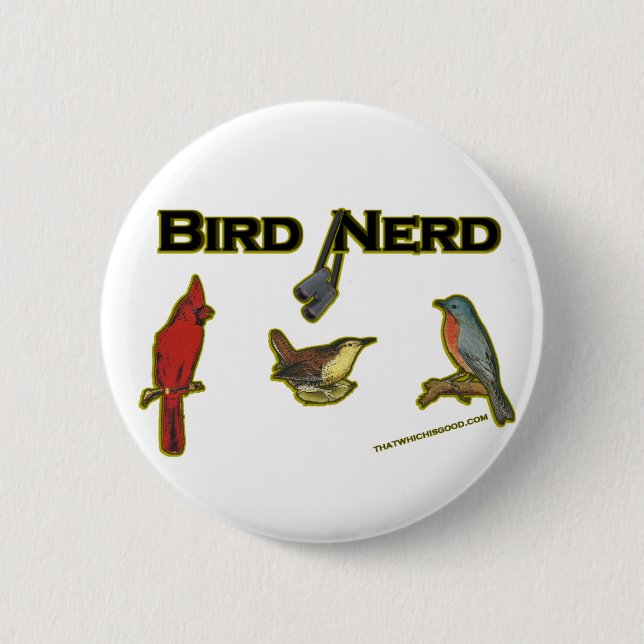 Macaron Rond 5 Cm Oiseau Nerd (Devant)