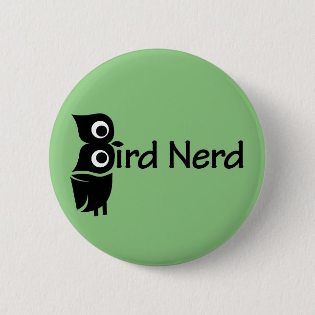 Macaron Rond 5 Cm Oiseau Nerd Chouette verte (Devant)