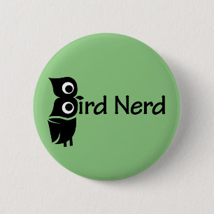 Macaron Rond 5 Cm Oiseau Nerd Chouette verte