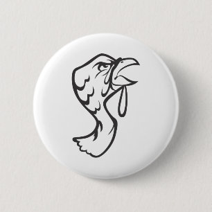 Macaron Rond 5 Cm Oiseau sauvage de la Turquie en noir et blanc