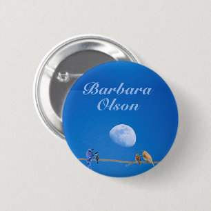Macaron Rond 5 Cm Oiseau sur le fil.
