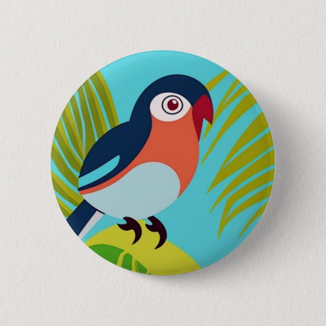 Macaron Rond 5 Cm Oiseau tropical (Devant)