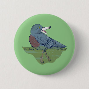 Macaron Rond 5 Cm OISEAU Whio Blue Duck NZ