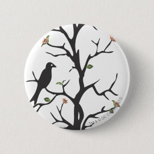Macaron Rond 5 Cm Oiseaux de Supergirl dans l'arbre
