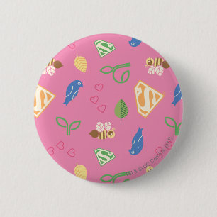Macaron Rond 5 Cm Oiseaux de Supergirl et le rose d'abeilles