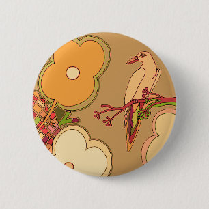 Macaron Rond 5 Cm Oiseaux Fantaisistes