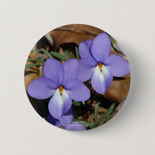 Macaron Rond 5 Cm Oiseaux fleur sauvage-Pied Violet III Cadeaux et v (Devant)