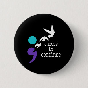 Macaron Rond 5 Cm Oiseaux Semicolon Cadeau Prévention Suicide Sensib