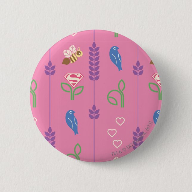 Macaron Rond 5 Cm Oiseaux superfilles, abeilles, arbres (Devant)