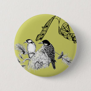 Macaron Rond 5 Cm Oiseaux vintages